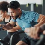People during a fitness bike gym session.