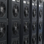 Panels of fans as part of an IT cooling system.