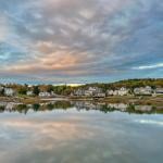 A view of waterfront homes in Boothbay Harbor in Maine.