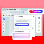Illustration of a .pdf reader app with AI assistant features.