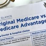 A page headlined 'Original Medicare vs. Medicare Advantage' from a Medicare guidebook.