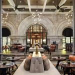 Interior of the Union Station Nashville Yards hotel lobby in Tennessee.