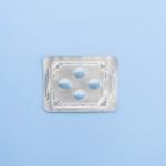 A blister package of Sildenafil, also known as Viagra, on a blue background.