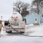 Mark Burger of Blackhawk Propane delivers propane to a rural home on January 24, 2014 near Clinton, Wisconsin.