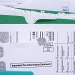 A document folder closed up on a US income tax Form 1099-MISC document.