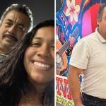 Two photos side by side. The left-hand photo is a selfie of Alondra Sotelo Garcia and her dad Moises Sotelo. The right-hand photo is a cropped image of Moises smiling for a posed picture.