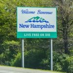 Welcome sign for New Hampshire.