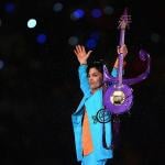 Prince on stage during the 'Pepsi Halftime Show' at Super Bowl XLI on February 4, 2007 at the Dolphin Stadium in Florida.
