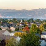 A rooftop view of a suburban neighborhood in Salt Lake City, Utah.
