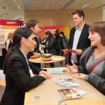 Young people at a job fair in Frankfurt, Germany.