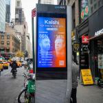 A digital street advertisement by Kalshi promoting their service for betting in the 2025 New York City Mayoral election in New York.