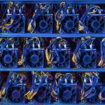 Fans powering a cryptocurrency farm.