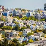 Aerial view of urban houses in San Francisco.