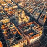 Aerial city view of Budapest in Hungary.