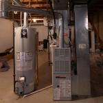 A residential furnace and hot water tank.