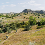 Cyclists on North Dakota's Maah Daah Hey Trail.