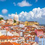 Lisbon, Portugal's city skyline over the Alfama district.