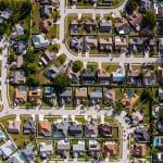 An aerial view of residential houses in the Tampa suburbs in Florida, USA.