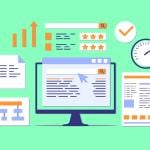 A vector illustration of web and search engine ranking concept graphics.