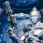 Austro-American actor Arnold schwarzenegger on the set of Batman & Robin, directed by Joel Schumacher.