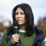 U.S. Michigan Attorney General Dana Nessel speaks at a campaign rally in Michigan State University.