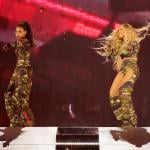 Blue Ivy Carter and Beyoncé perform on stage during the Renaissance World Tour at the Mercedes-Benz Stadium in Atlanta, Georgia.