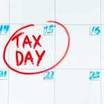 April 15th on a calendar encircled in red with a label 'Tax Day'.