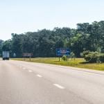 A 'Welcome to Mississippi' road sign on the highway at the border of Louisiana.