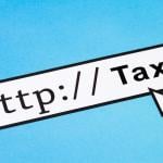 A URL bar with 'http tax' as the address as a concept of tax filing online.