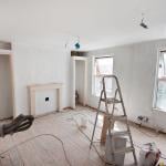 Undergoing repairs in a room of an apartment. 