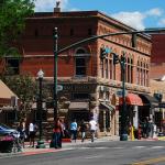 A view of Main Avenue in Durango, featuring the oldest bank building in Colorado.