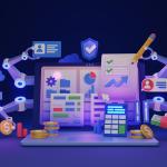 A 3D illustration of accounting software concept for financial work optimization.