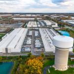 A modern industrial infrastructure in Ohio that includes large data centers, power and logistics hubs.