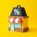3D conceptual illustration of a small business under pressure from tax.
