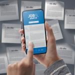 A person checking on job search app's posts from a smartphone.