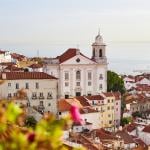 A view of the old town's homes from Miradouro de Santa Luzia in Portugal.