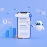 3D concept illustration showing AI bots optimizing searching on a phone.