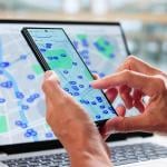 A user tracks property listing in an area using maps.