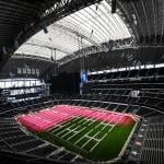 The inside of Dallas Stadium (temporarily renamed from AT&T Stadium for the 2026 FIFA World Cup).