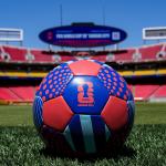 A detailed view of a ball on the pitch at Arrowhead Stadium ahead of the 2026 World Cup at Kansas City Stadium on May 11, 2026 in Kansas City, Missouri.