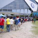 Attendees queueing for the fan mart at the 2026 FIFA World Cup Trophy Tour in Atlanta, Georgia, USA.