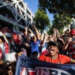 Soccer fans gather and cheer to watch USA vs. Bosnia and Herzegovina for Round 32 of the 2026 FIFA World Cup.