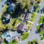 Aerial view of a residential area in New Jersey.
