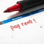 A rent payment reminder written in a personal calendar.