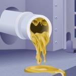 A custom illustration of zooglea coming out of sewage pipes.
