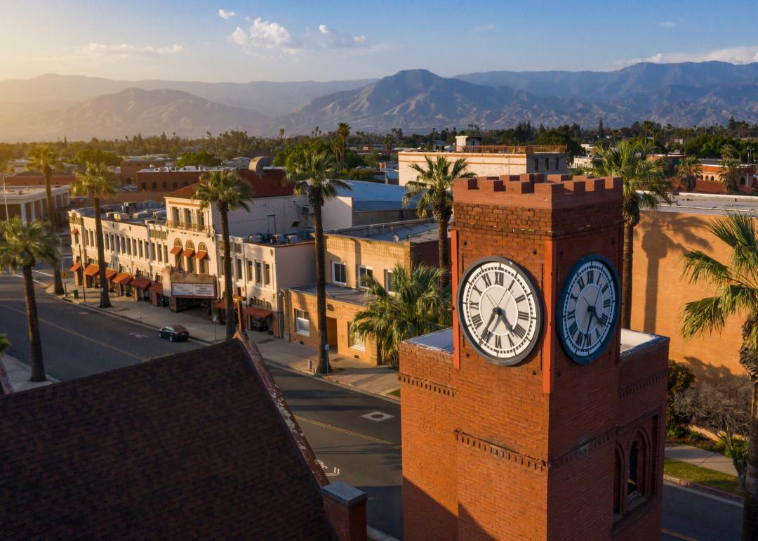 An aerial view of Redlands, California.