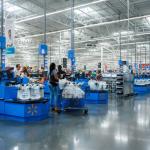 Shoppers in the Walmart checkout lines. 