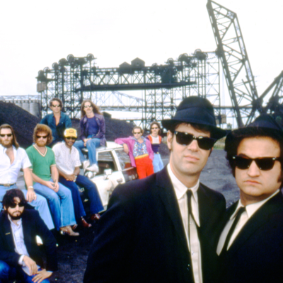 Dan Aykroyd, John Belushi, and John Landis on the set of ‘The Blues Brothers’.