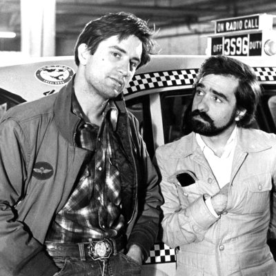 Robert De Niro with Martin Scorsese on the set of 'Taxi Driver’.