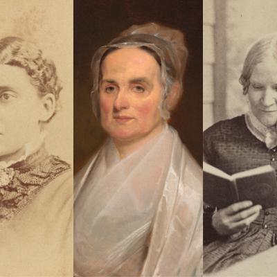 Portraits of Charlotte L. Forten Grimke, Lucretia Mott, and Lydia Maria Child.
